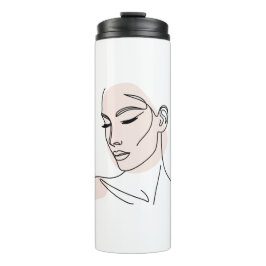 Eine Zeile Frauengesicht Zeichne No2 Thermosbecher