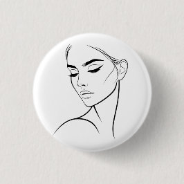 Eine Zeile Frauengesicht Zeichne Nr. 3 Button