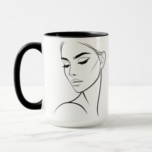 Eine Zeile Frauengesicht Zeichne Nr. 3 Tasse