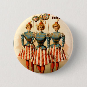 Eine zufrieden gestellte Frauen-Kampagnen-Mädchen Button