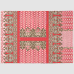 einem Kreuzstich mit roter Grenze Seidenpapier