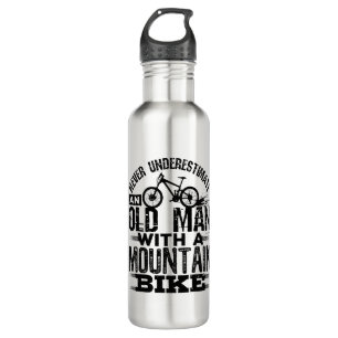 Einen alten Mann mit Mountainbike nie unterschätz Edelstahlflasche