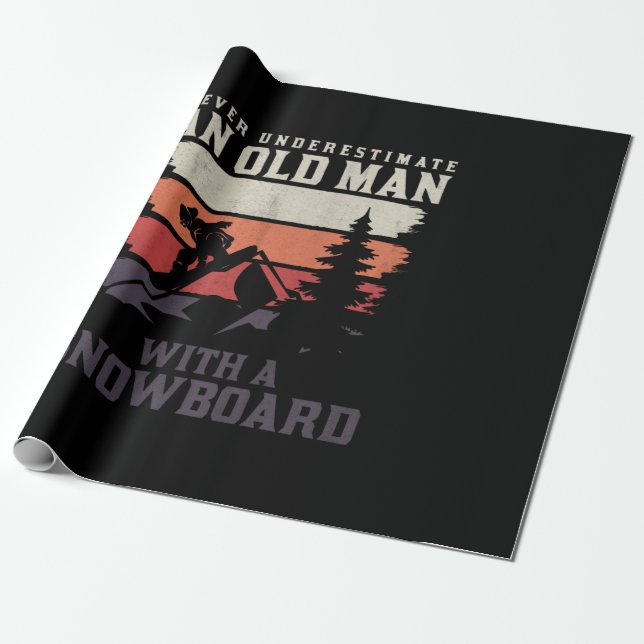 Einen alten Mann mit Snowboard nie unterschätzen Geschenkpapier (Ungerollt)