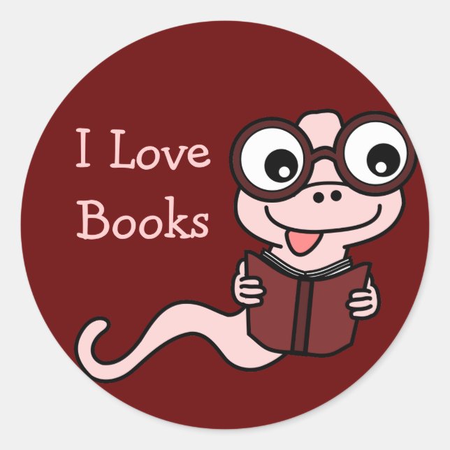 Einen Buchmonat lesen: Ich Liebe Bücher Runder Aufkleber (Vorderseite)