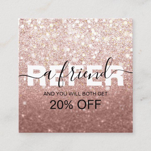 Einen Freund-Rose-Gold-Glitzer erhalten Empfehlungskarte (Vorderseite)
