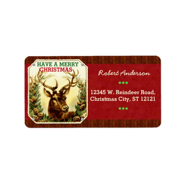 Einen frohen Weihnachts-Rentier Personalisiert Adressaufkleber (Vorne)