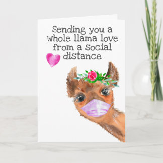 Einen ganzen Llama Liebe soziale Distanz schicken Karte