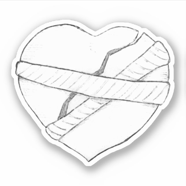 Einen gebrochenen Herz-Sketch reparieren Aufkleber (Vorderseite)