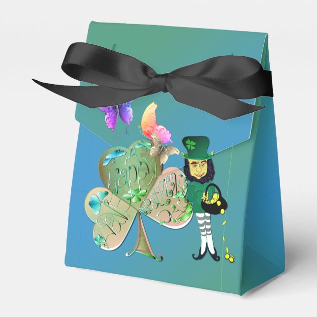 "Einen glücklichen St. Patrick's Day!" Leprechaun Geschenkschachtel (Vorderseite)