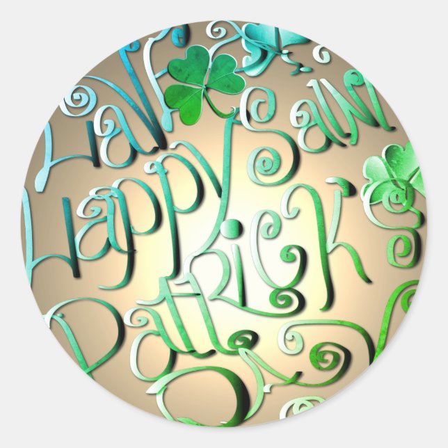 "Einen glücklichen St. Patrick's Day" Runder Aufkleber (Vorderseite)