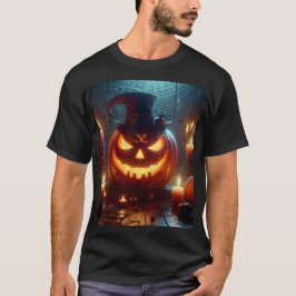 einen halben Kürbis den Hut mit Kerze benutzen T-Shirt