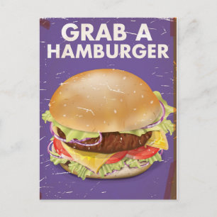 Einen Hamburger Vintage Food Poster. Postkarte