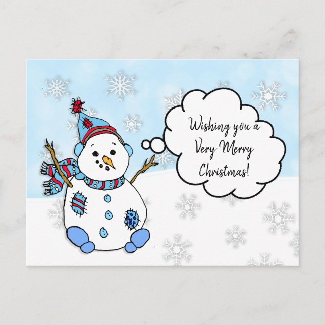 Einen Holly Jolly Weihnachtsschneemann wünschen Postkarte (Vorderseite)