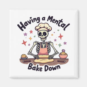 Einen mentalen Zusammenbruch beim Backen Gestresst Magnet