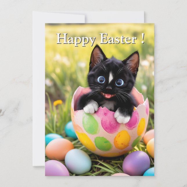 Einen Plan erleben: Felinis Osterüberraschung! Feiertagskarte (Vorderseite)