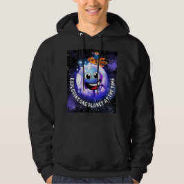 Einen Planeten zu erkunden. Junge in einer Rakete Hoodie