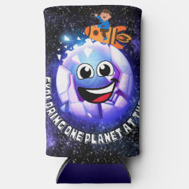 Einen Planeten zu erkunden. Junge in einer Rakete Selters Dosenkühler