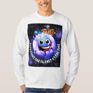 Einen Planeten zu erkunden. Junge in einer Rakete T-Shirt