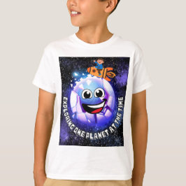 Einen Planeten zu erkunden. Junge in einer Rakete T-Shirt