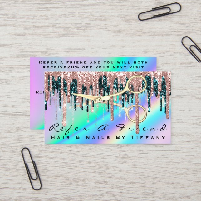Einen Rose-Holograph für Friend-Friseur-Scheren Visitenkarte (Vorderseite/Rückseite Beispiel)