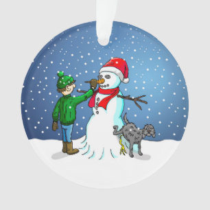 Einen Schneemann für Weihnachten bauen Ornament