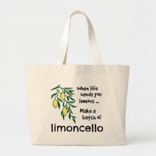 Einen Stapel Limoncello Lemon Lemon Likör erstelle Jumbo Stoffbeutel