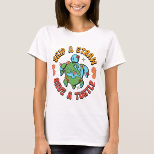 Einen Strohhalm überspringen, eine Schildkröte Ger T-Shirt