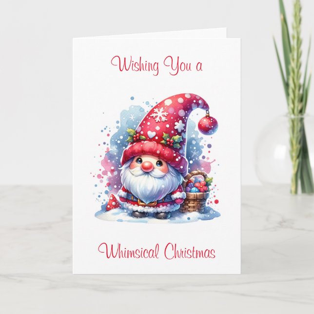 Einen WhimsikWeihnachtswunsch | Holiday Gnome Karte (Vorderseite)