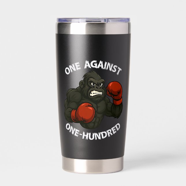 Einer gegen Hundert – Gorilla-Box-Workout Thermobecher (Vorderseite)