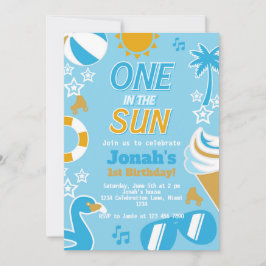 Einer im Sun Pool Party Geburtstag Junge Sommer Einladung