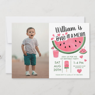 Einer in A Melon Watermelon Boy's 1. Geburtstag Einladung