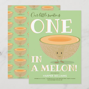 Einer in einem Melon Cantaloupe Erster Geburtstag  Einladung