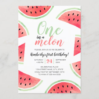 Einer in einem Melon Watermelon Sommer ersten Gebu Einladung