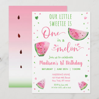 Einer in einem Melon Watermelon zum ersten Geburts Einladung