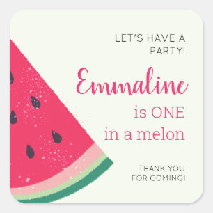 Einer in einem Melon Watermelon zum ersten Geburts Quadratischer Aufkleber