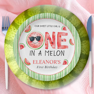 Einer in einer Melone 1. Geburtstag Wassermelonen- Pappteller