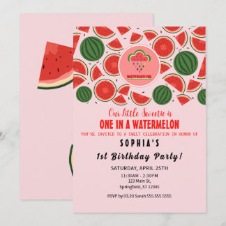 Einer in einer Wassermelone! 1. Geburtstag Party Einladung