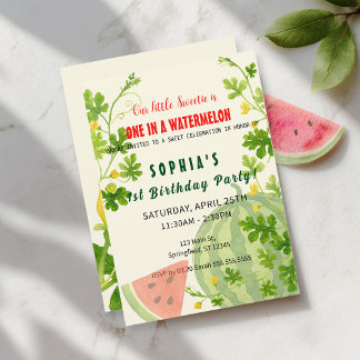 Einer in einer Wassermelone! 1. Geburtstag Party Einladung