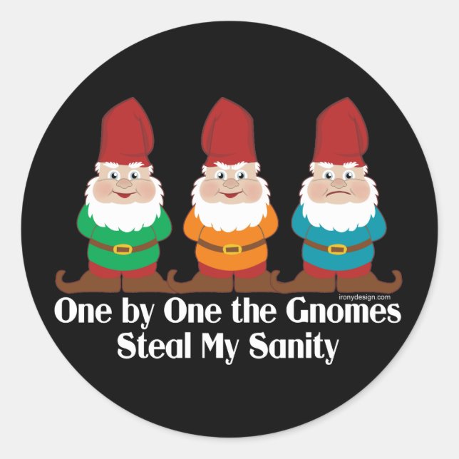 Einer nach dem anderen die Gnome Runder Aufkleber (Vorderseite)
