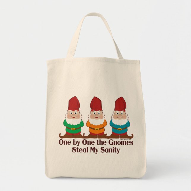 Einer nach dem anderen ist die Gnomes lustig Tragetasche (Vorne)