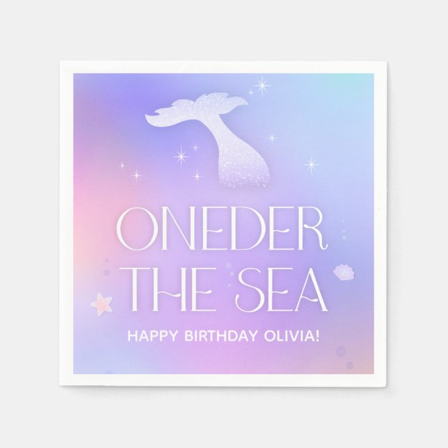 Eines der Meer Whimsical Funkelnd Meerjungfrau Geb Serviette (Vorderseite)
