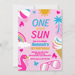 Eines im Sun Pool Party Geburtstagskind Girl Einladung