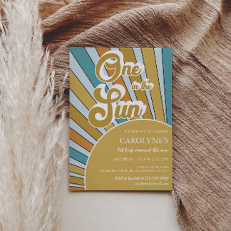 Eines in der Sonne Mute Regenbogen 1. Geburtstag Einladung