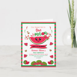 Eines in einem Melon Watermelon Girl's First Birth Einladung
