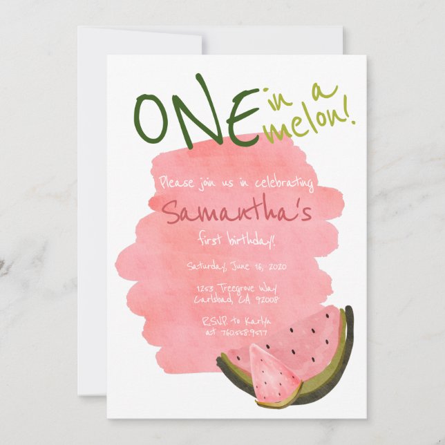 Eines in einem Melon Watermelon Thema Wasserfarbe  (Vorderseite)