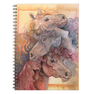 Eines mit Herd Watercolor Pferden Notizblock