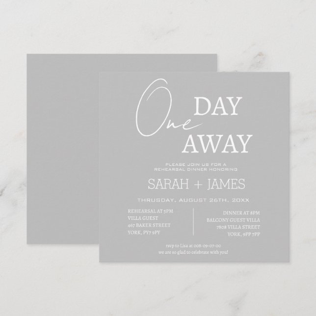 Eines Tages Rehearsal Dinner Hochzeitsplatz Einladung (Vorne/Hinten)