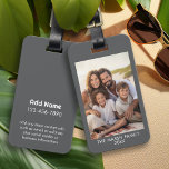 Einfach 1 Foto-Vorlage - graue Grenze und Text Gepäckanhänger<br><div class="desc">Benutzen Sie ein Foto und machen Sie ein einzigartiges und trendiges Gepäckstück mit Foto. Dieses moderne minimale Design beinhaltet einen Rahmen in einer Farbe Ihrer Wahl (im erweiterten Designbereich ändern) und eine einfache Textzeile, um beliebige Namen und andere Veranstaltungsinformationen hinzuzufügen. Wenn Sie etwas bewegen möchten, klicken Sie auf die Schaltfläche...</div>