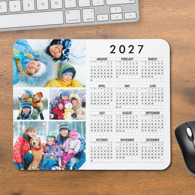 Einfach 2026 Kalender 4 FotoCollage Mousepad (Von Creator hochgeladen)