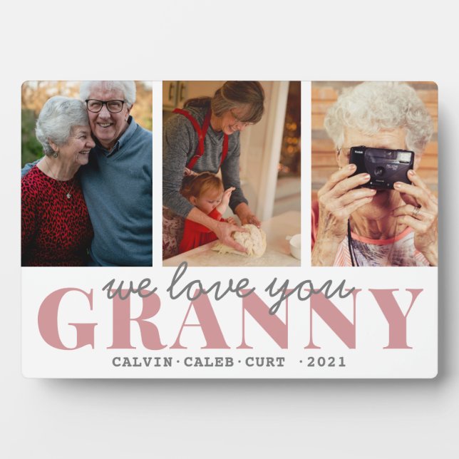 Einfach 3 Foto Kalligrafie wir Liebe Sie GRANNY Fotoplatte (Vorderseite)